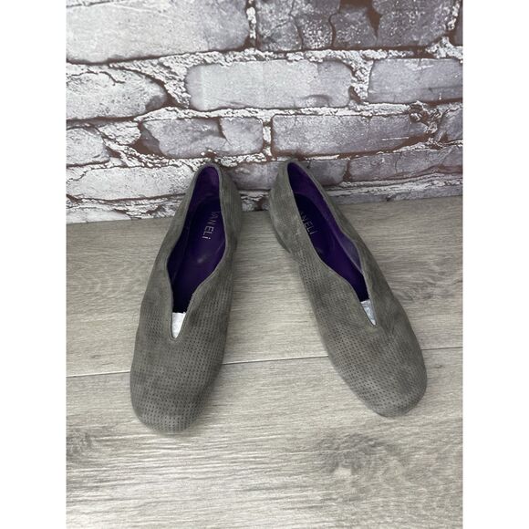 Vaneli Gray Suede Leather Perforated Slip On Wedge Shoes Women’s Sz 8.5W US/39EU - Picture 5 of 16